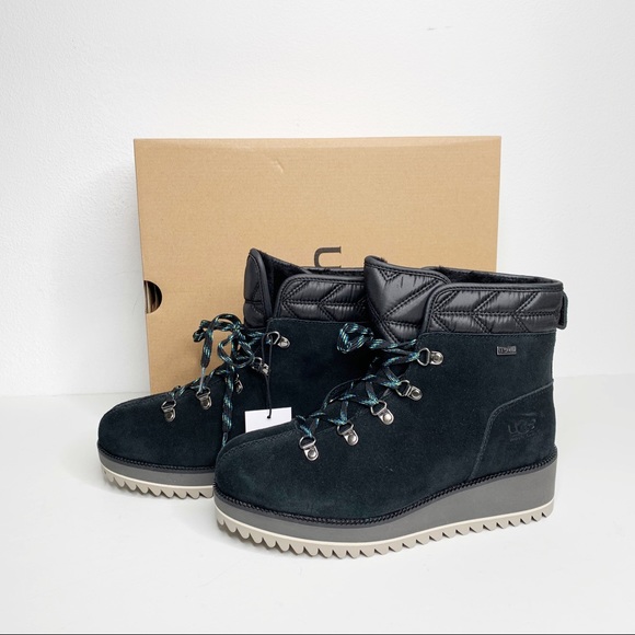 UGG Shoes - Ugg Birch Black Lace Up Suede Waterproof Boots
